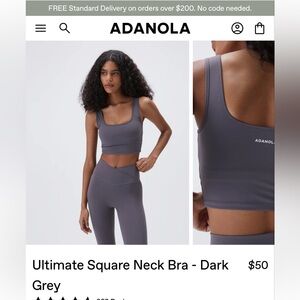 Adanola Workout Set - Dark Grey - SM Top + XS Bottoms